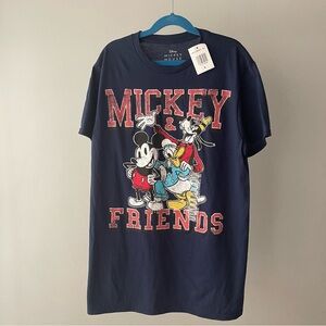 Mens Short Sleeve Mickey Mouse And Friends Graphic T-Shirt Navy Size Small NWT
